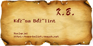 Kása Bálint névjegykártya